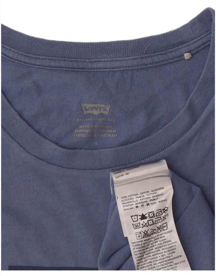 Damska koszulka z grafiką Levi's Top UK 14, średnia niebieska bawełna