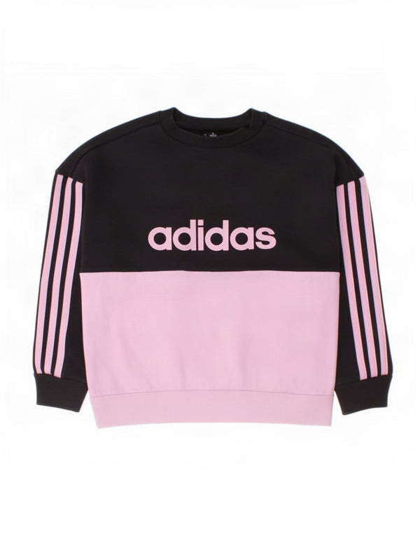 Bluza dziewczęca Adidas z grafiką, 5-6 lat, czarna, bawełniana z blokami kolorów