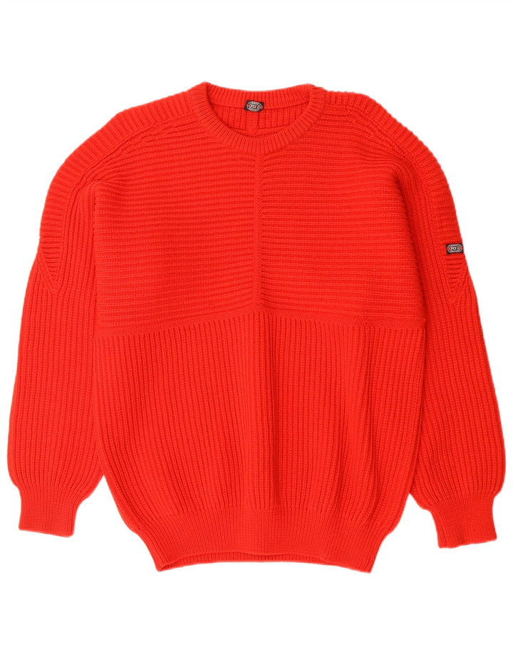 Męski sweter z dekoltem w łódkę w stylu VINTAGE, średnio czerwony