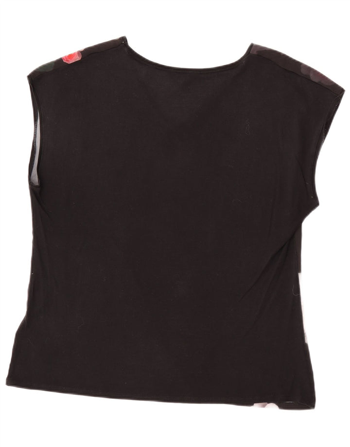 Bluzka damska Ted Baker, rozmiar 4, duża, czarna, z poliestru w kwiaty