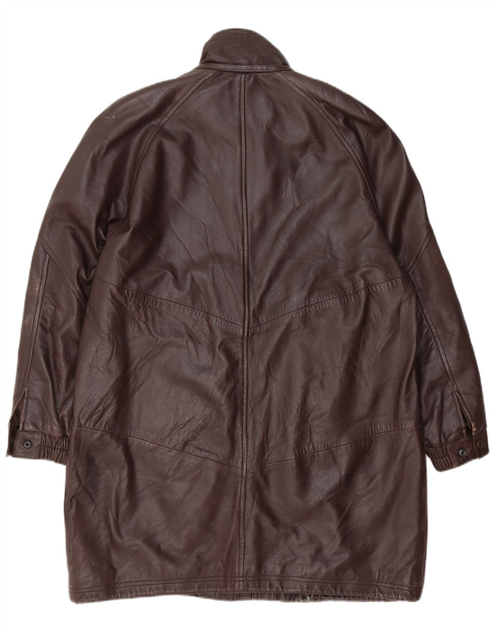 VINTAGE damski płaszcz skórzany oversize EU 40 średniej wielkości brązowa skóra