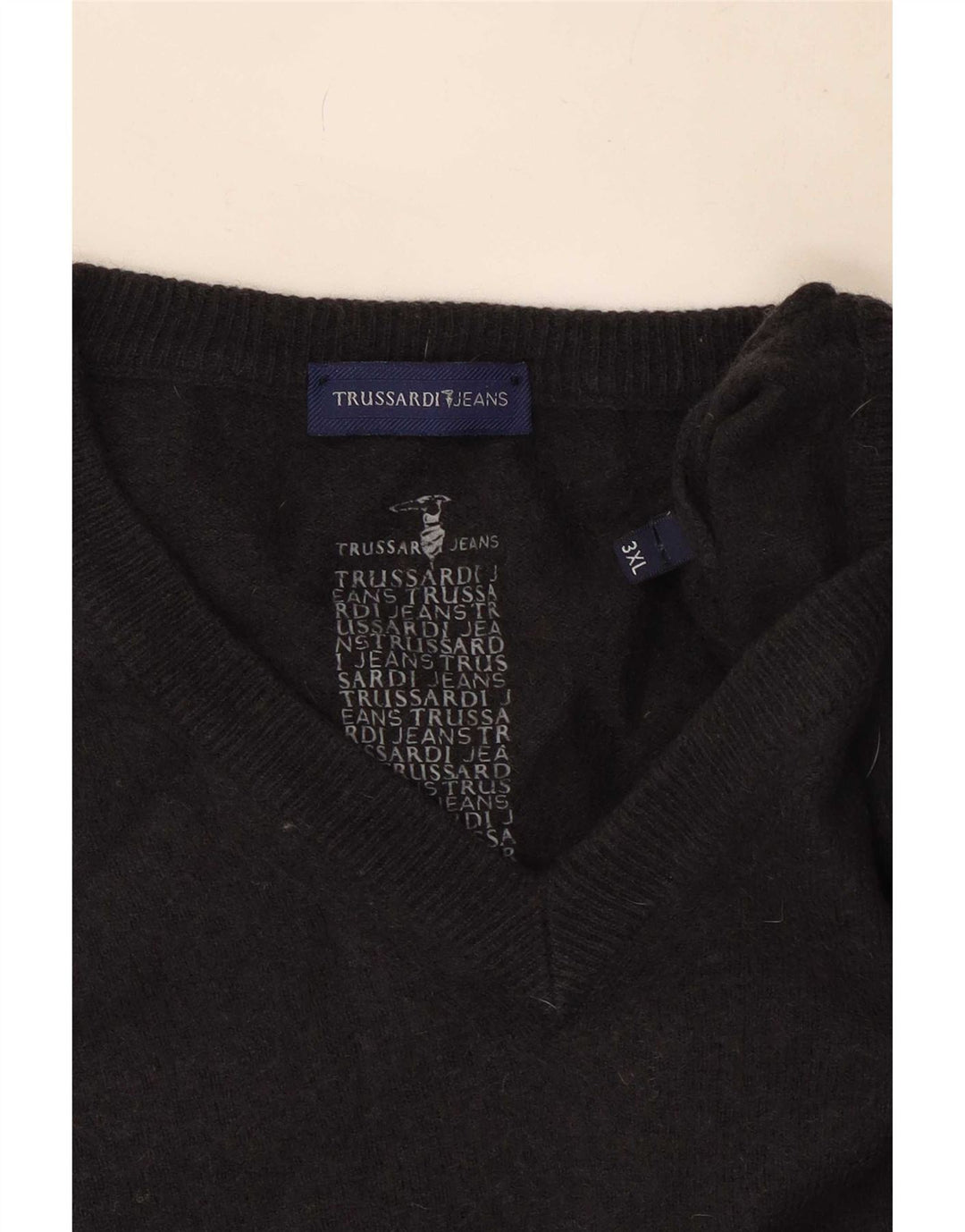 Męski sweter Trussardi Jeans z dekoltem w kształcie litery V, 3XL, szary