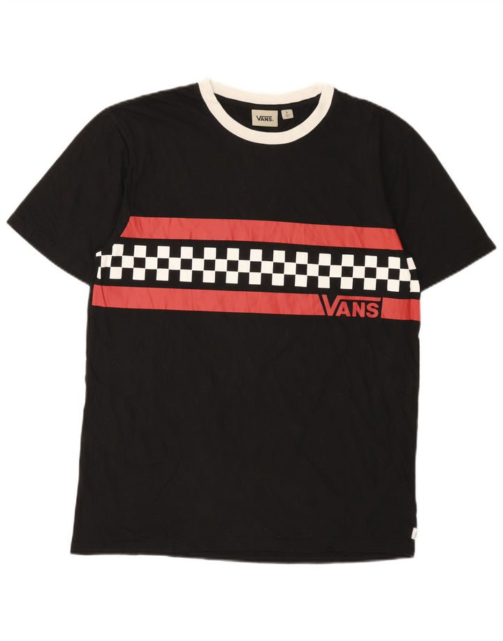 Męski T-shirt z grafiką Vans, duży, czarny, z geometrycznej bawełny