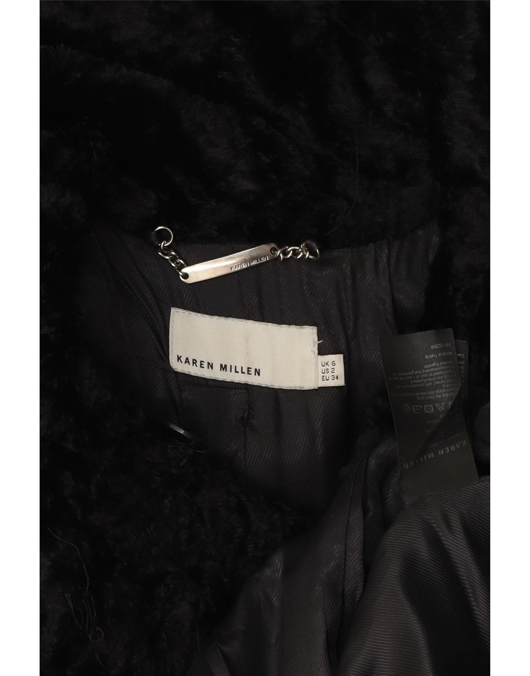 KAREN MILLEN Damski trencz UK 6 XS, czarna wełna