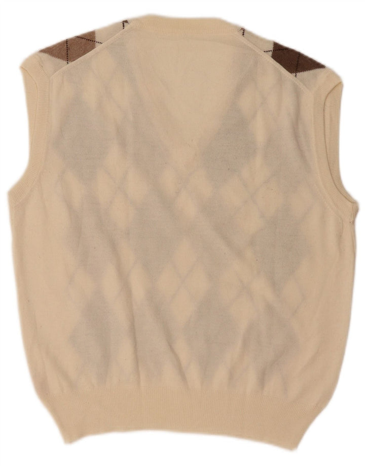 Męski podkoszulek VINTAGE z kamizelką, średni biały Argyle/diamentowa wełna