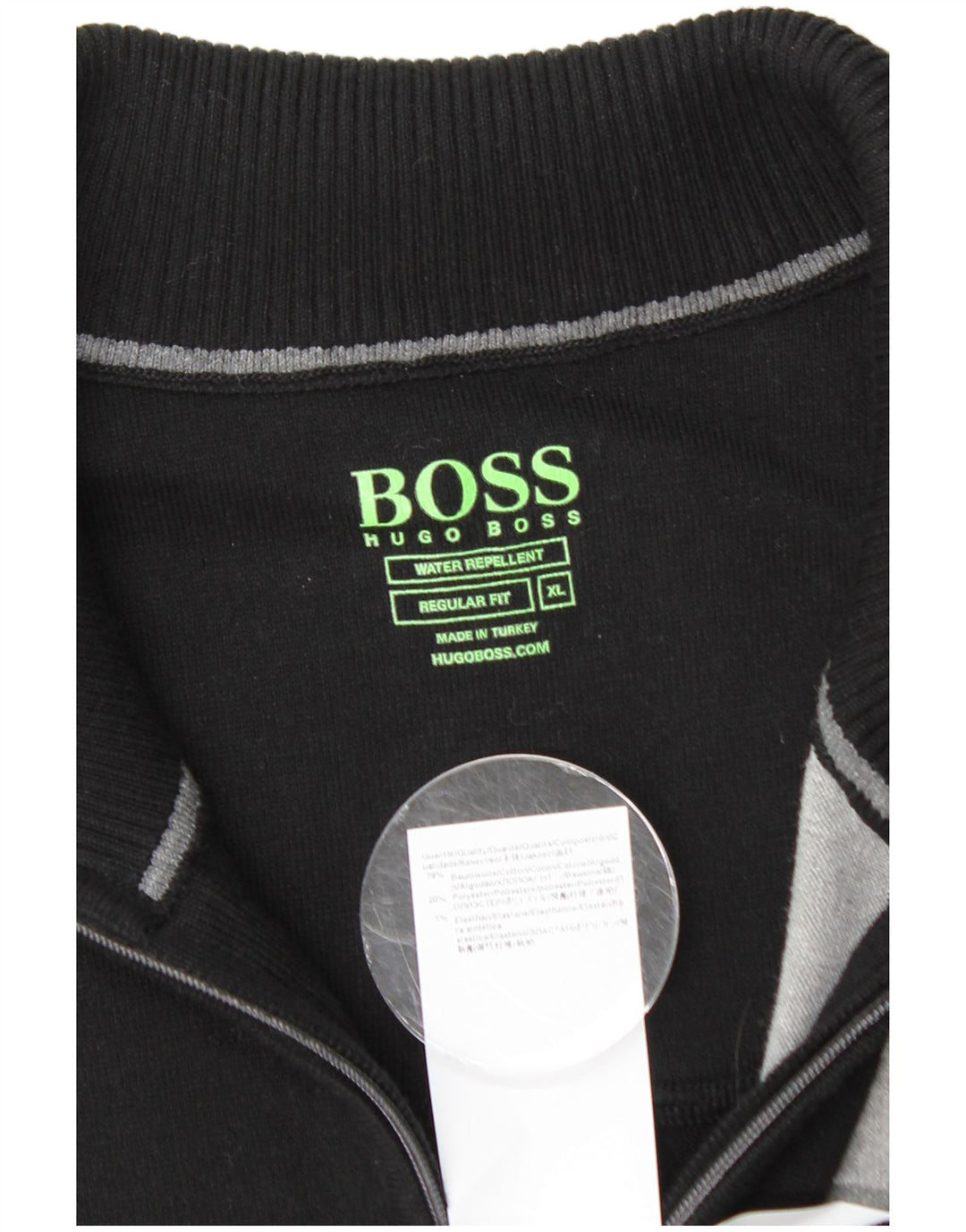 Męski sweter HUGO BOSS o regularnym kroju, zapinany na zamek, XL, w kolorze czarnym, z blokami kolorów
