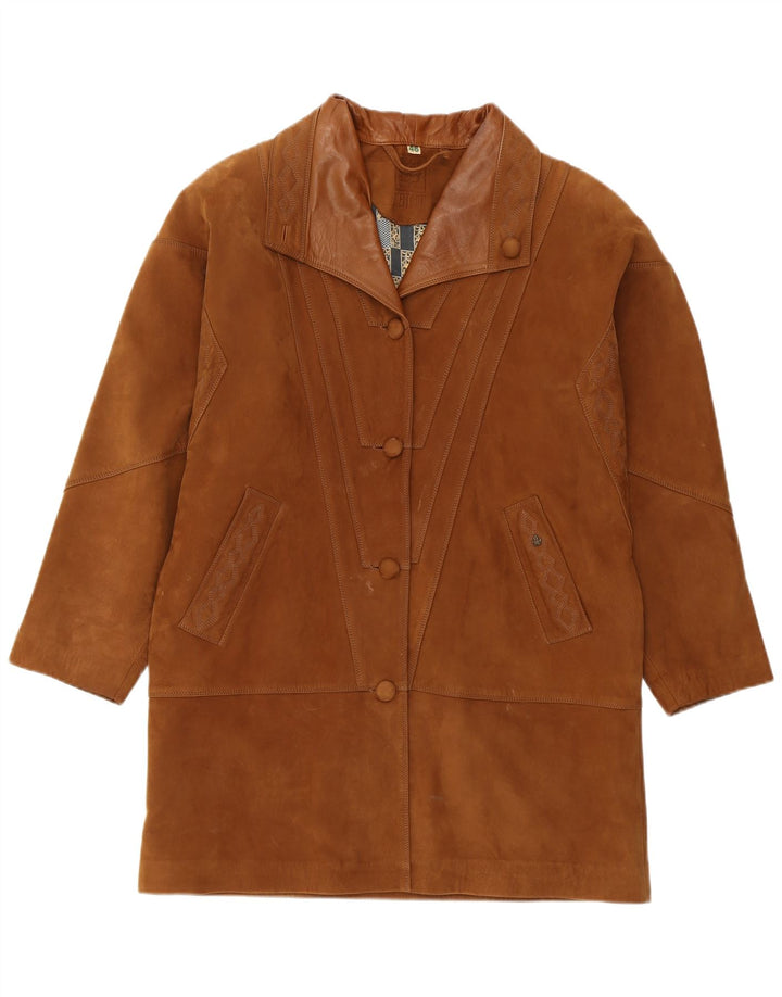 Zamszowy płaszcz damski HEITORN EU 46 XL, brązowa skóra