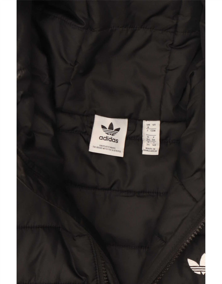 Damska wyściełana kurtka z kapturem Adidas UK 8 Mały czarny poliester
