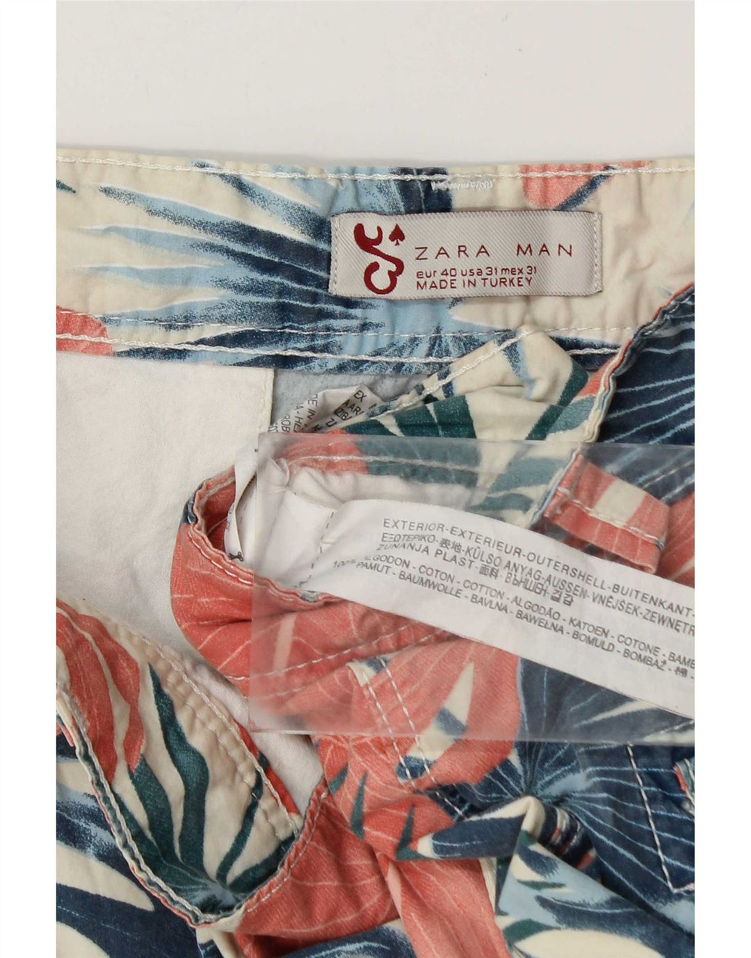 Męskie spodenki cargo Zara EU 40 Medium W31 Wielobarwna bawełna w kwiaty