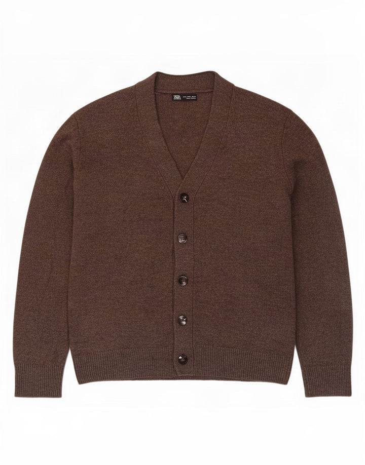 Męski sweter rozpinany Zara, średni brąz