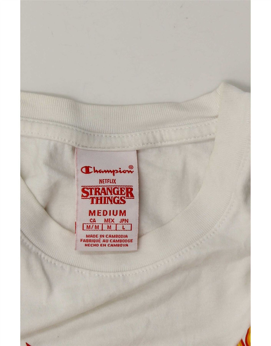 Męski T-shirt Champion Stranger Things z grafiką, średni biały
