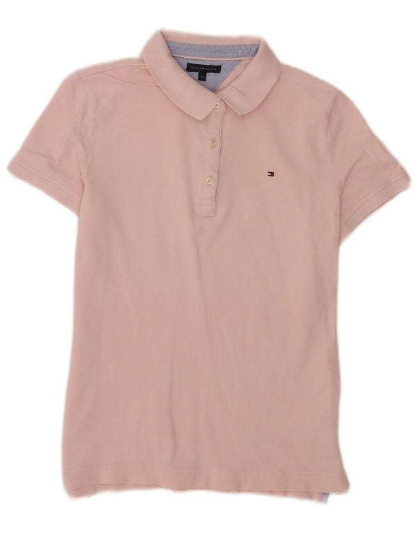 Tommy Hilfiger Womens Polo Shirt UK 12 Medium Pink Cotton
