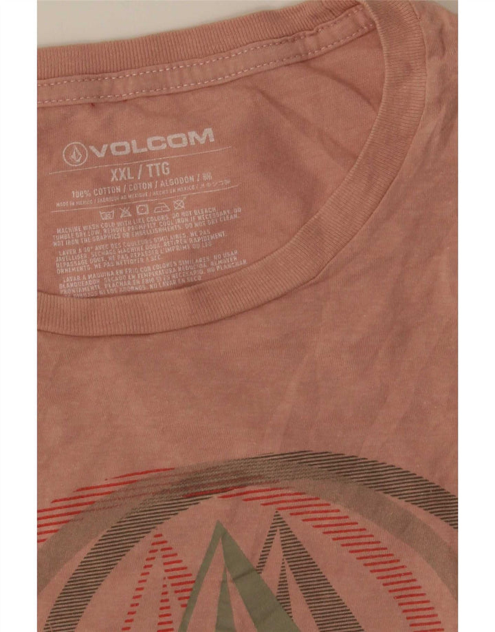 Męska koszulka z grafiką Volcom Top 2XL, różowa, bawełniana