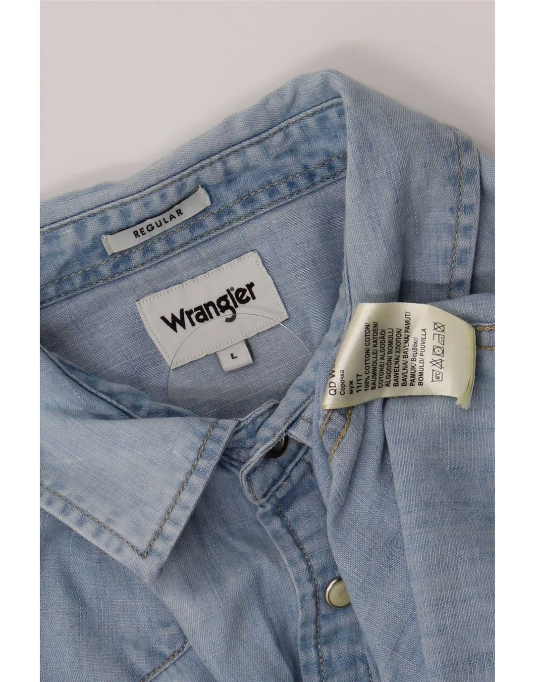 Męska koszula dżinsowa Wrangler o regularnym kroju, duża, niebieska, bawełniana