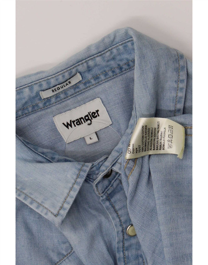 Męska koszula dżinsowa Wrangler o regularnym kroju, duża, niebieska, bawełniana