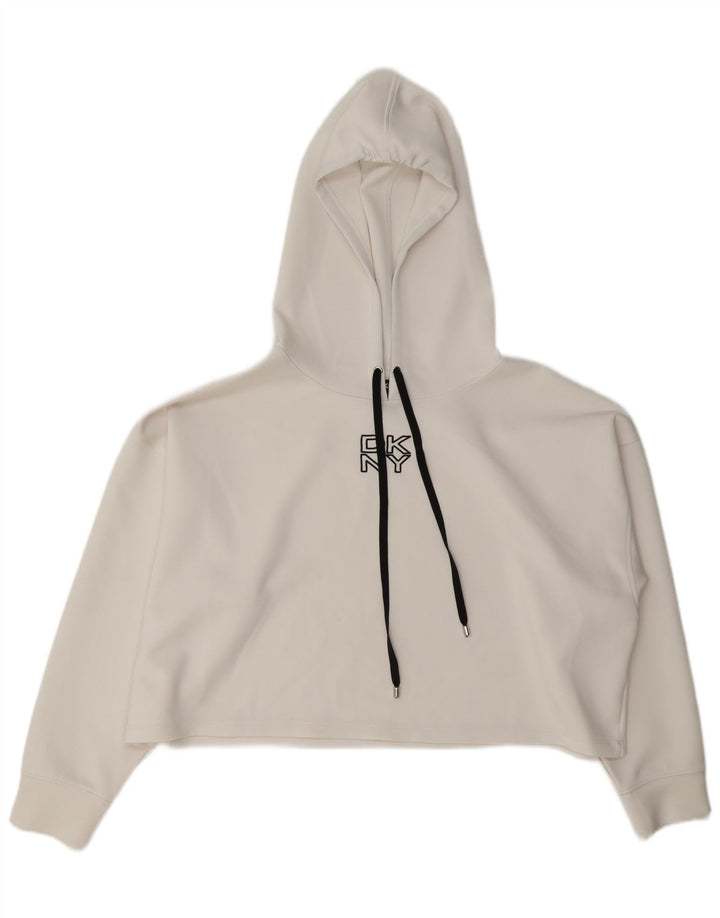 Damski sweter z kapturem Dkny, oversize, UK 16, duży, biały poliester