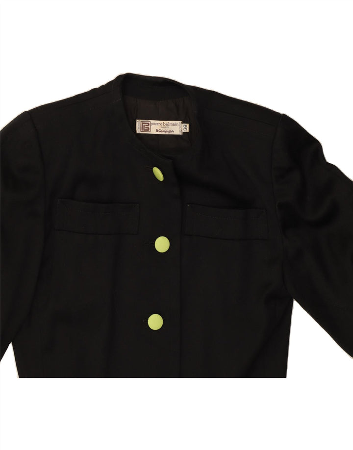 PIERRE BALMAIN Womens Crop 4 Button Blazer Jacket IT 38 XS Black Vintage Pierre Balmain and Second-Hand Pierre Balmain from Messina Hembry 