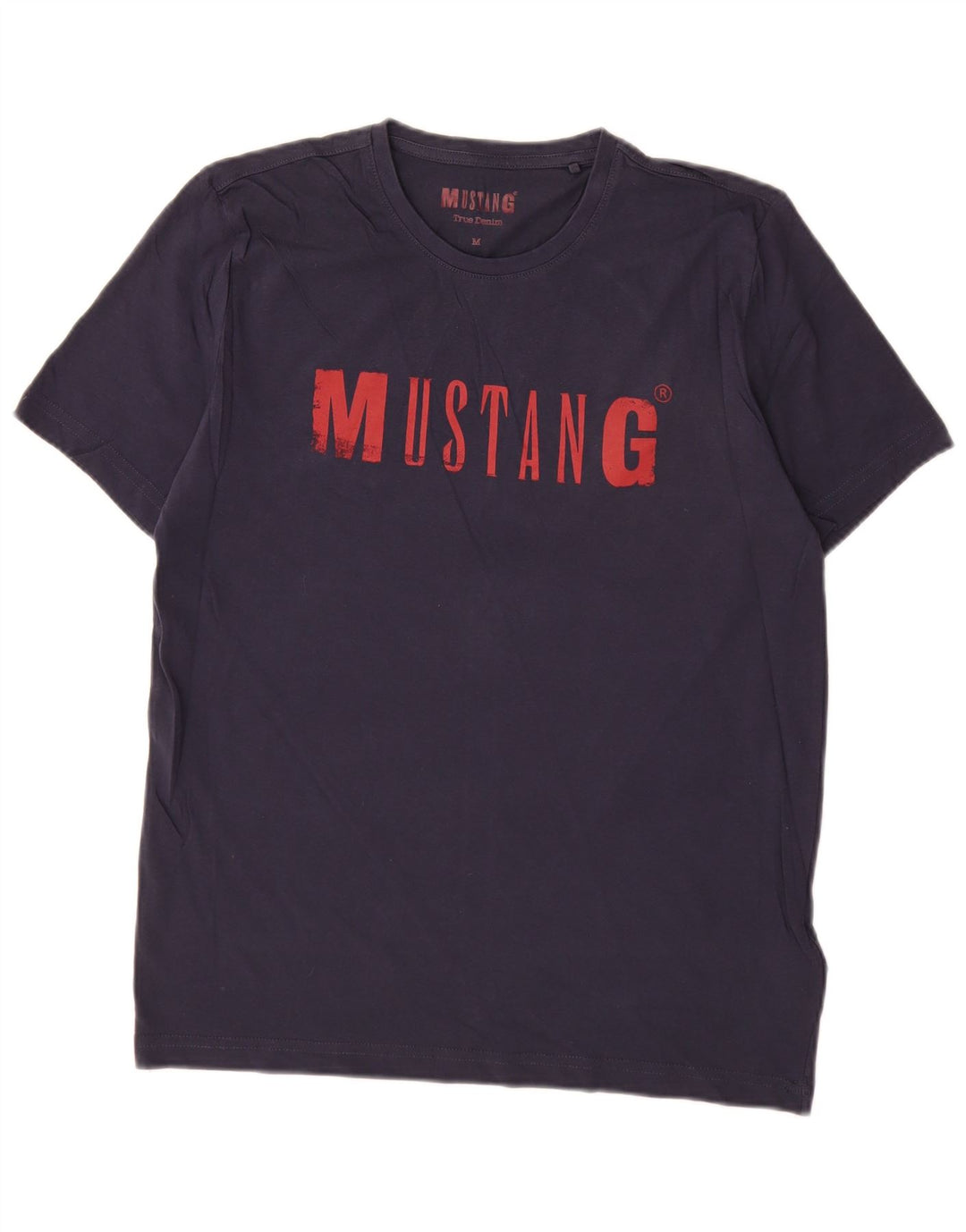 Męska koszulka z grafiką Mustang Top, średnia, granatowa, bawełniana
