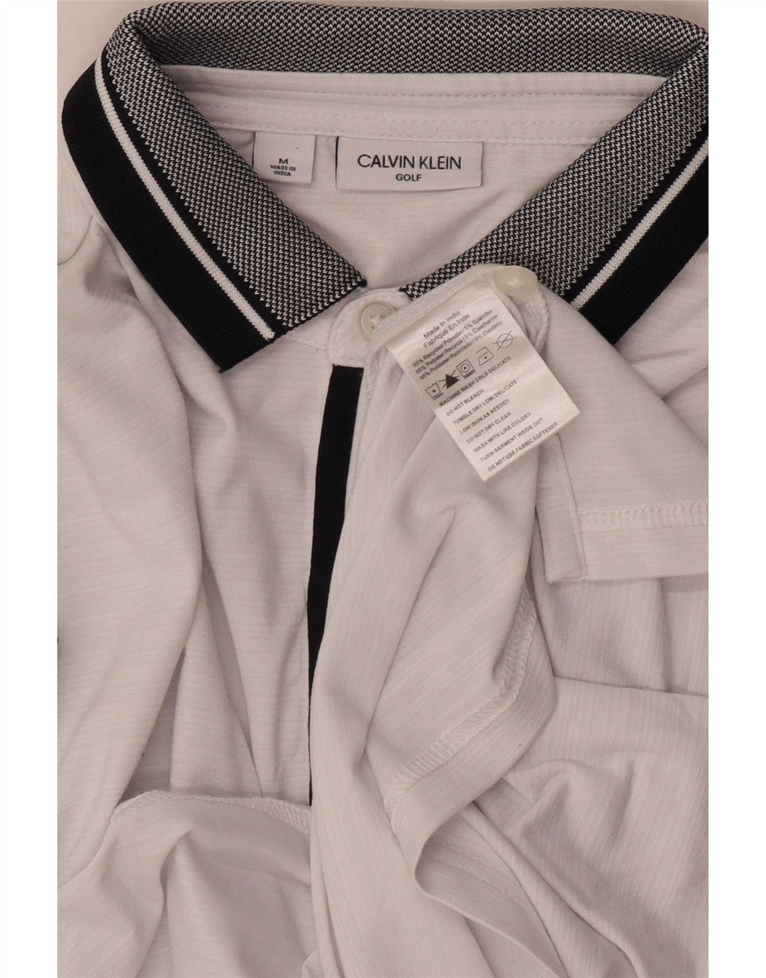 Męska koszulka polo do golfa Calvin Klein, poliester w kolorze średniej bieli