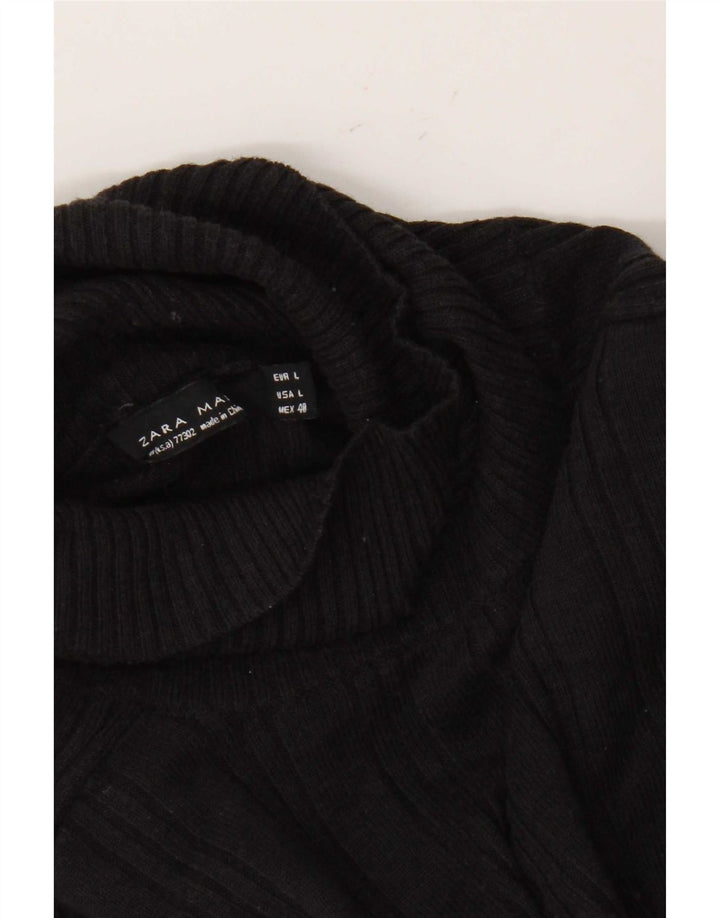 Męski sweter z golfem Zara, duży, czarny