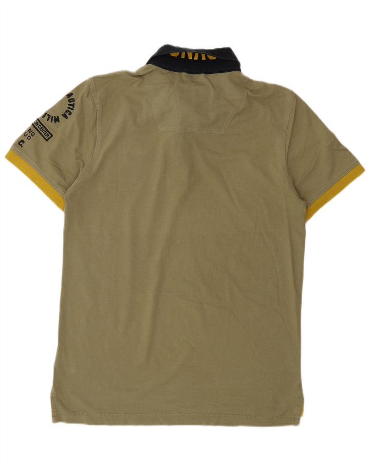 Męska koszulka polo AERONAUTICA MILITARE z grafiką, slim fit, średnia bawełna khaki