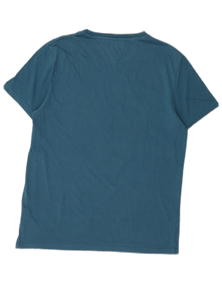 Męski T-shirt z grafiką Tommy Hilfiger, mały, niebieski, bawełniany
