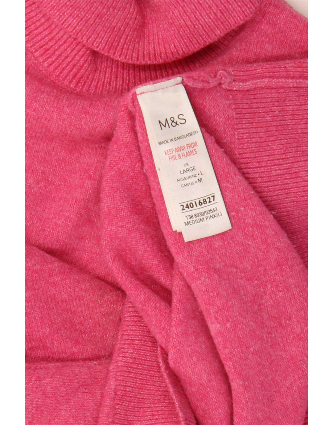 Marks & Spencer Damski sweter oversize z golfem, UK 16, duży, różowy