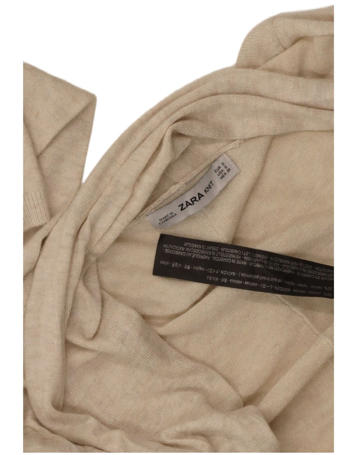 Sweter damski Zara z otwartym kardiganem UK 8 Small Beżowa wiskoza