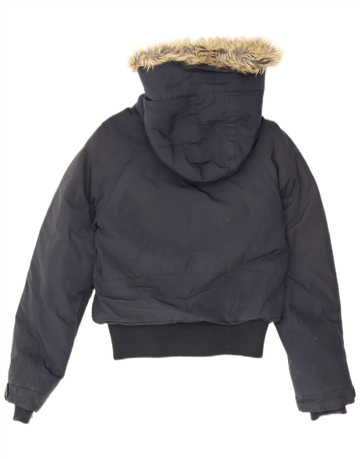 Damska ocieplana kurtka z kapturem Woolrich UK 12 Średni granatowy, bawełniany