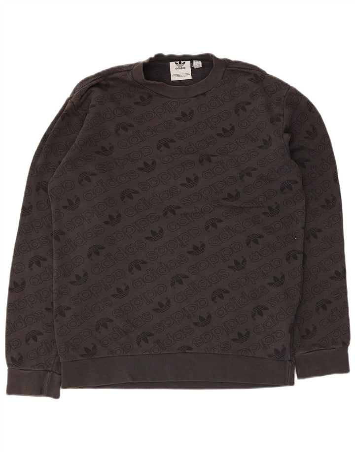 Adidas Męska bluza z grafiką, mała, szara, bawełniana