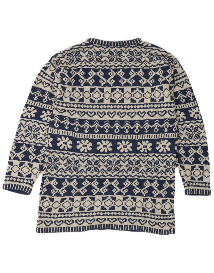 Męski sweter z okrągłym dekoltem Impuls, mały niebieski Fair Isle Ramie