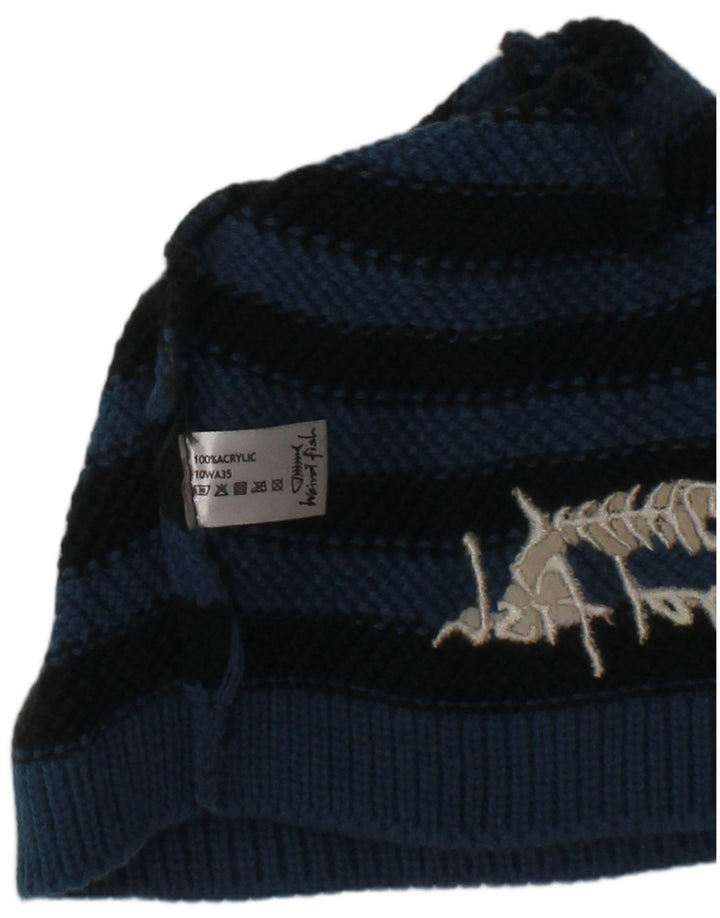 Damska czapka typu beanie Weird Fish z grafiką, jeden rozmiar, granatowe paski