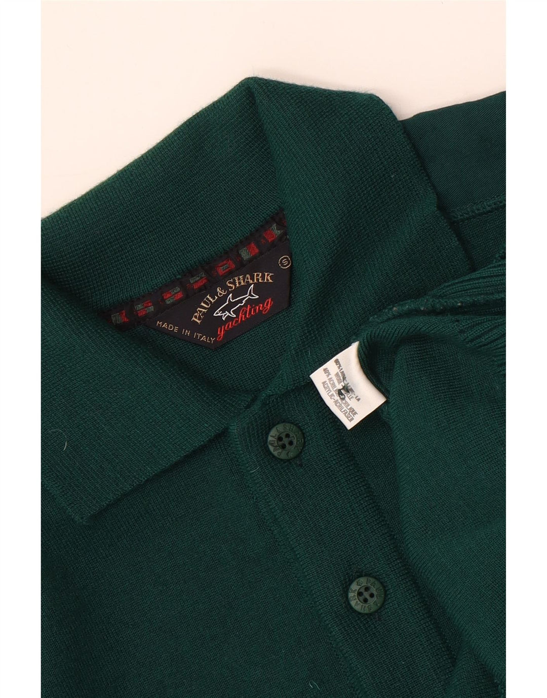 Męski sweter polo PAUL & SHARK, mały, zielony, wełniany