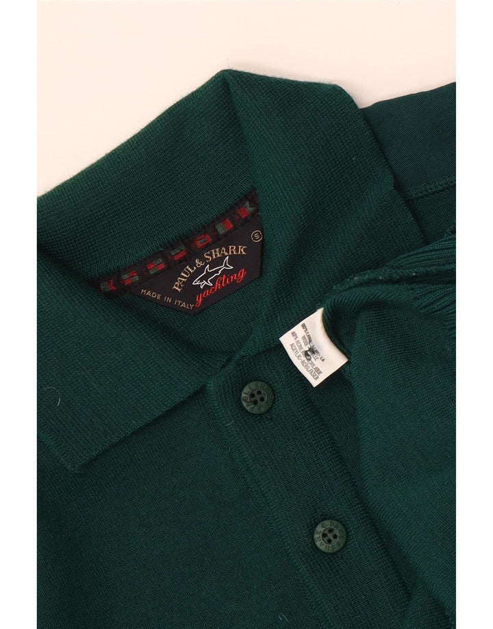 Męski sweter polo PAUL & SHARK, mały, zielony, wełniany
