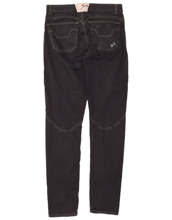 9.2 BY CARLO CHIONNA Męskie wąskie spodnie codzienne W32 L34 Czarna bawełna