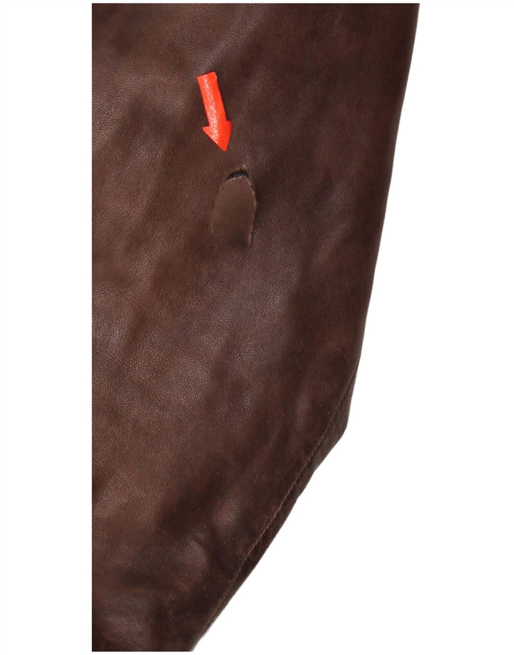 Damska skórzana kurtka racer Zen IT 52 2XL brązowa skóra