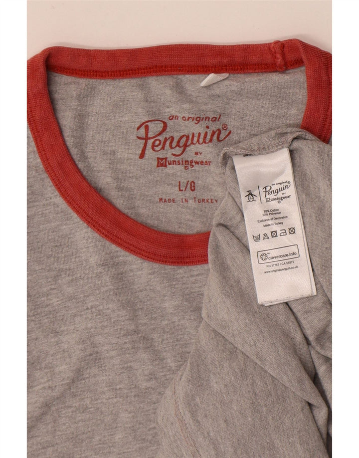 T-shirt męski Penguin, duży, szary, bawełniany