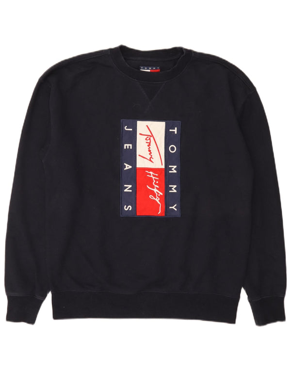 Męska bluza z grafiką Tommy Hilfiger, sweter XS, granatowa, bawełniana