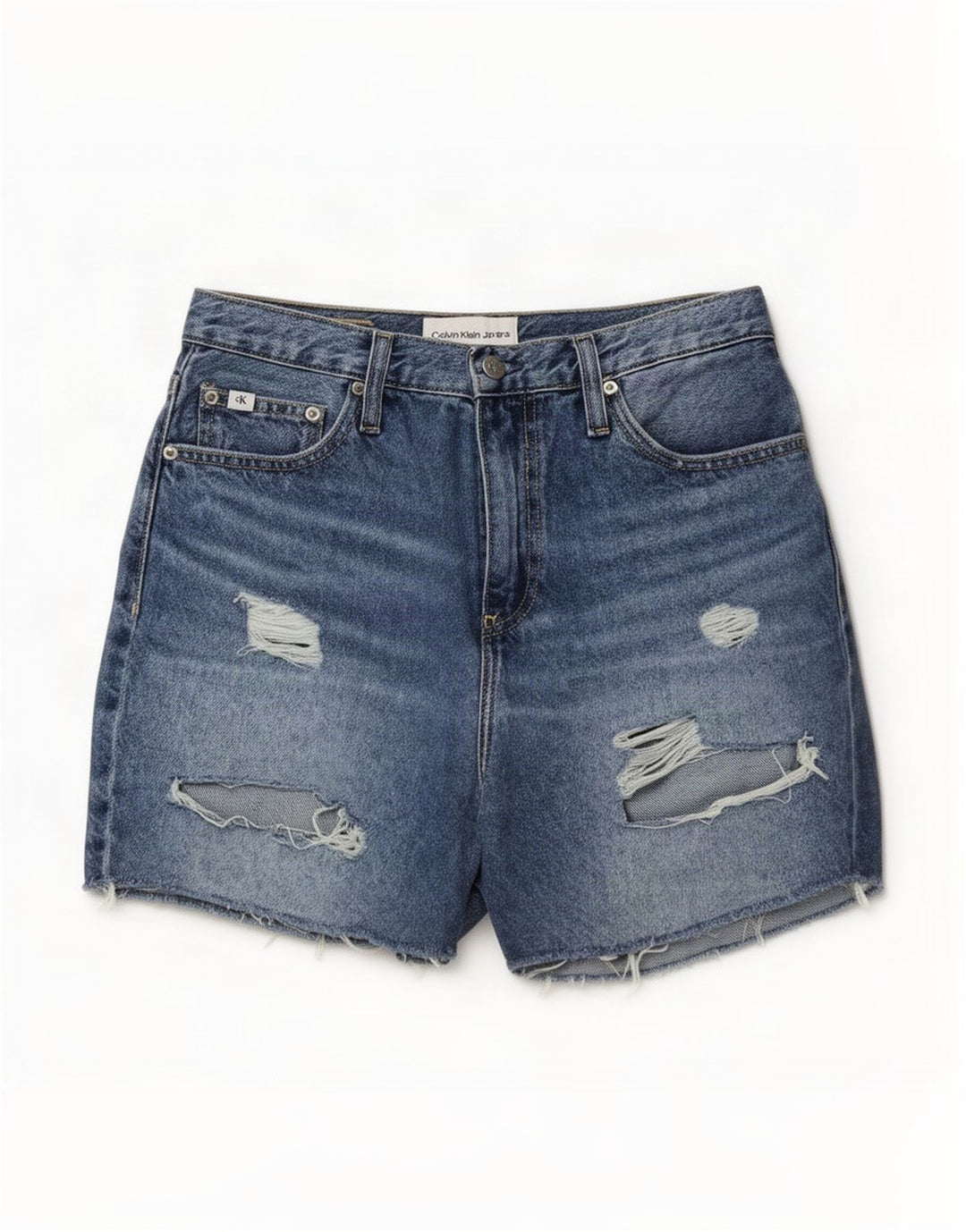 Damskie spodenki jeansowe Calvin Klein w trudnej sytuacji W29 Średnioniebieskie bawełniane