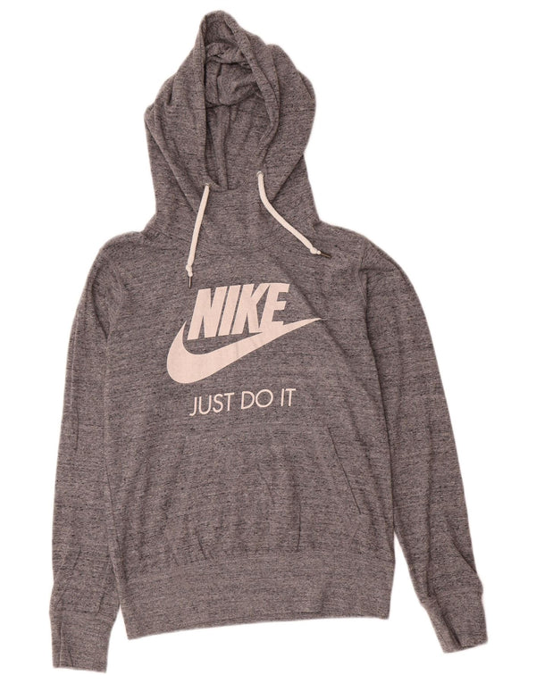 Damski sweter z kapturem Nike Graphic UK 14 Średnioszary, bawełniany nakrapiany