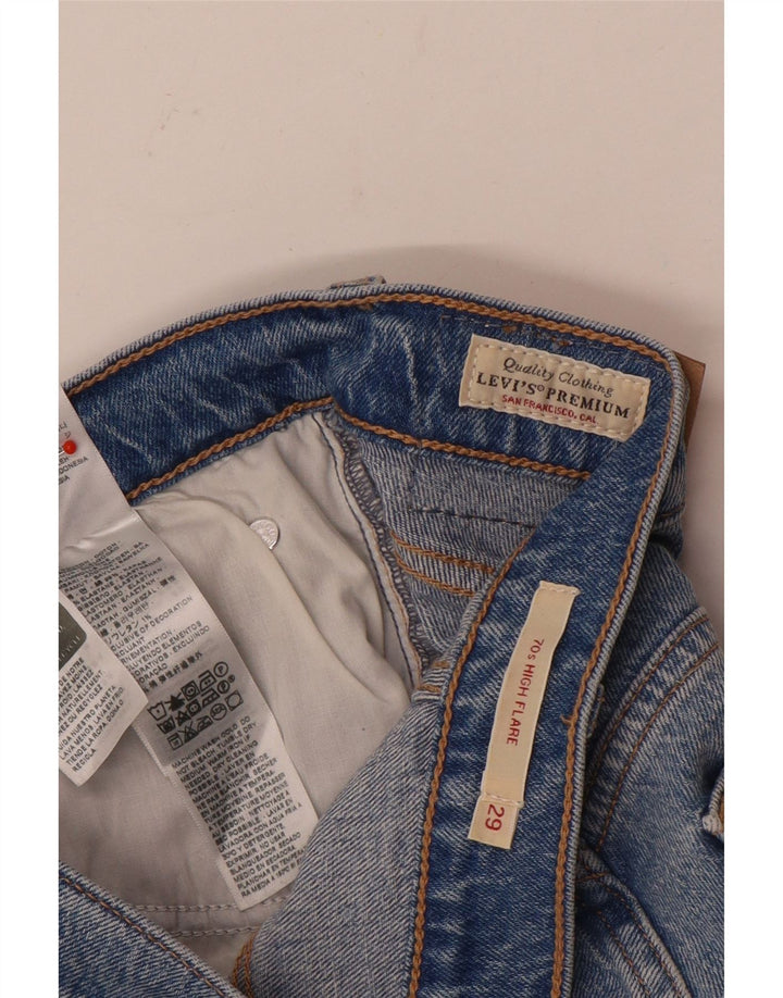 Damskie jeansy Levi's z wysokim stanem, rozkloszowane W29 L32, niebieska bawełna