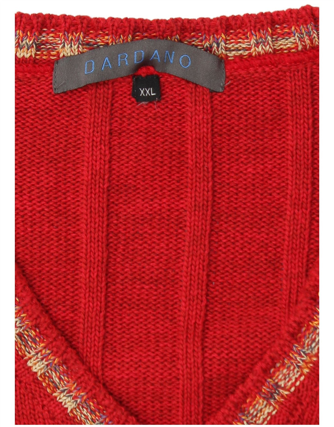 Dardano Męski sweter z dekoltem w kształcie litery V, 2XL, czerwona wełna