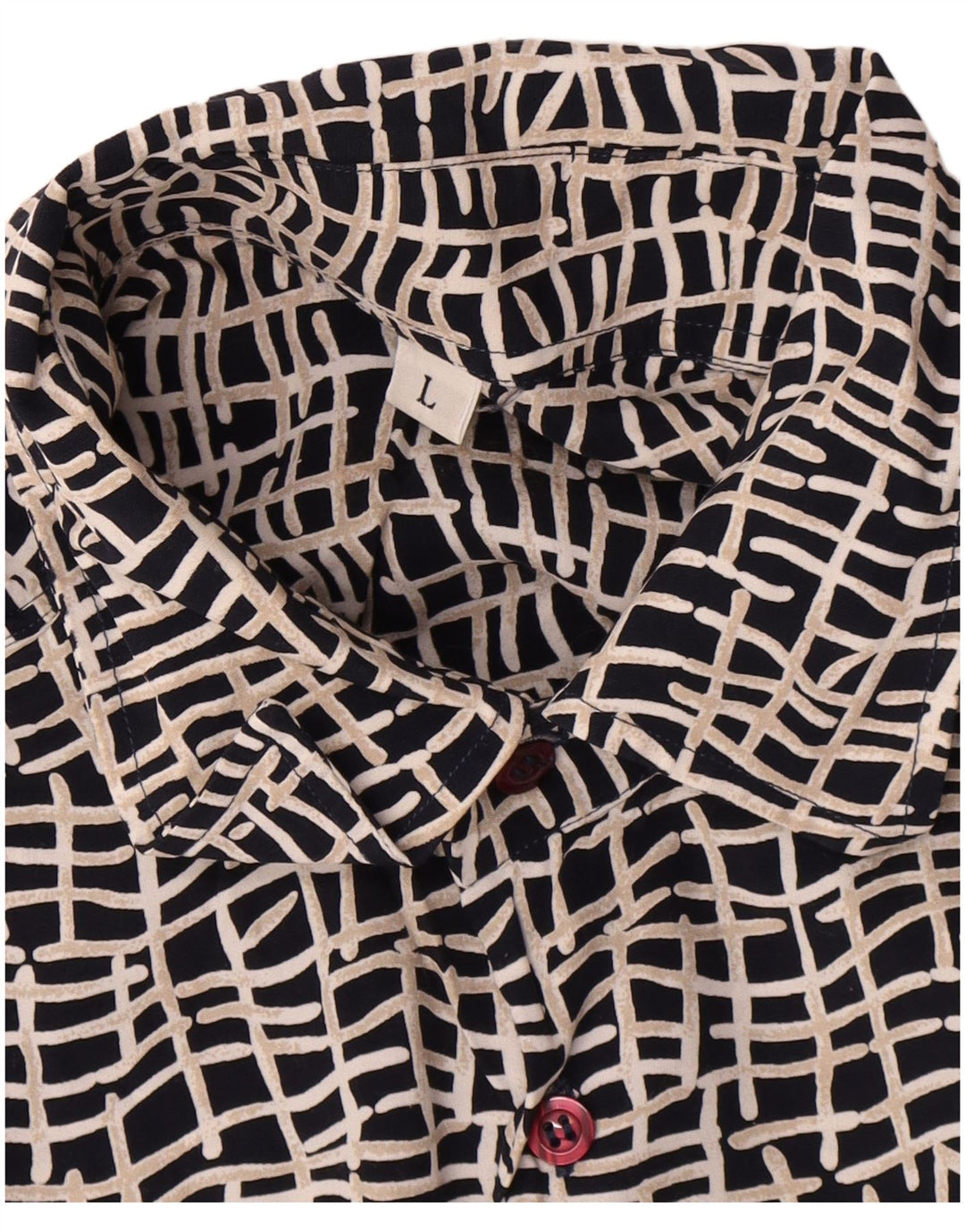 Koszula męska z krótkim rękawem w stylu vintage, duża, czarna, geometryczna