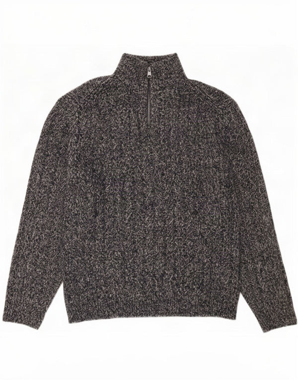 Marks & Spencer Męski sweter z zamkiem błyskawicznym 2XL Niebieski nakrapiany akryl