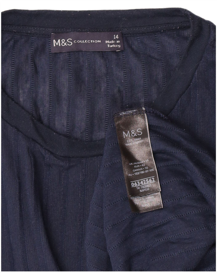 Marks & Spencer Damski top oversize z długim rękawem, UK 14, duży, granatowy