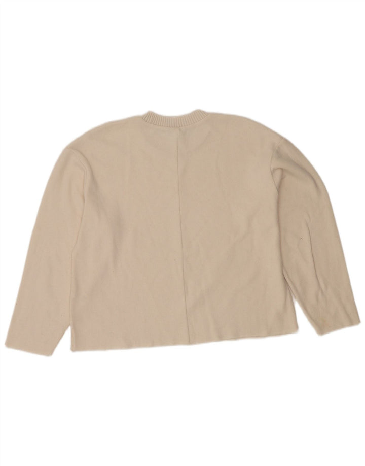 Damski sweter Zara z okrągłym dekoltem, UK 14, średni biały poliester