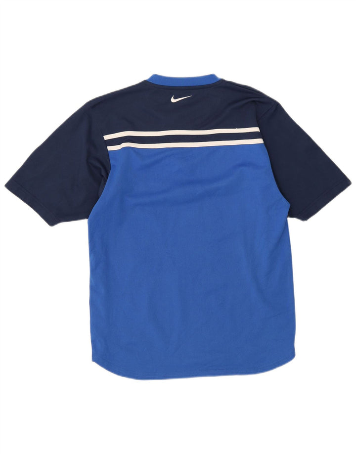 T-shirt męski Nike, mały, niebieski, z blokami kolorów, poliester