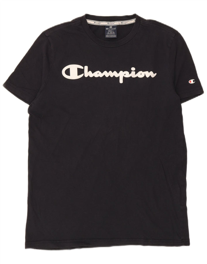 Męski T-Shirt CHAMPION z grafiką, mały, granatowy, bawełniany