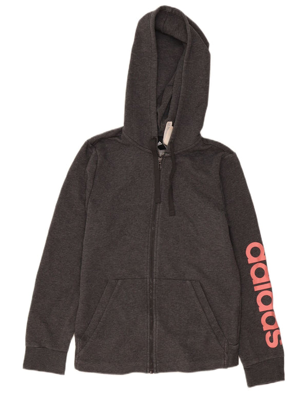 Damska bluza z kapturem Adidas Graphic Zip UK 12/14 Średnia szara bawełna