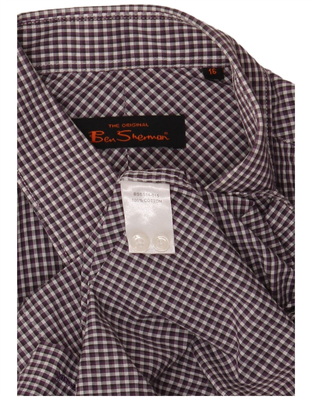 Koszula męska Ben Sherman rozmiar 16, duża, fioletowa bawełniana kratka